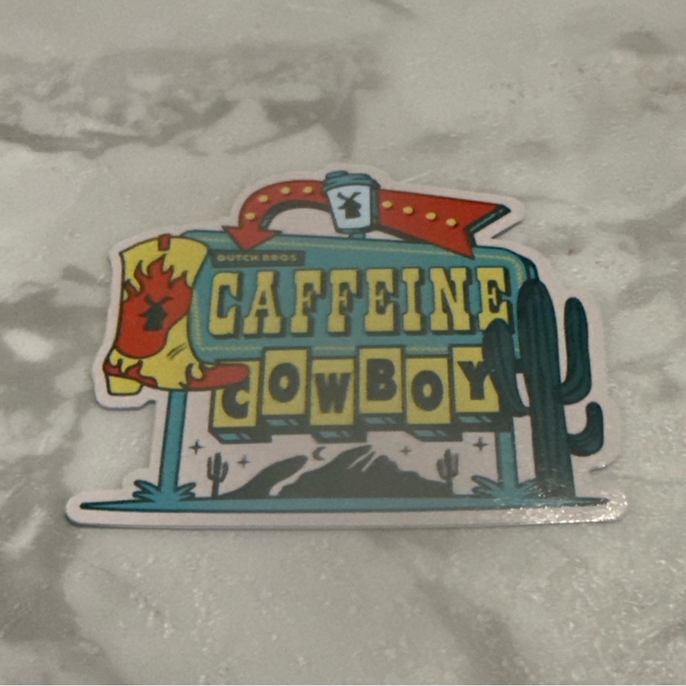 Dutch Bros AUGUST 6th 2025 STICKER!!!!! 🤩 “CAFFEINE COWBOY”🤠